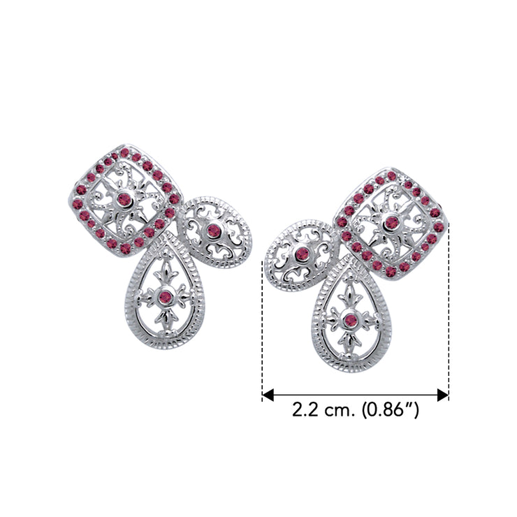 Authenticity at its finest Silver Elegant Post Earrings with Gemstones TER1213