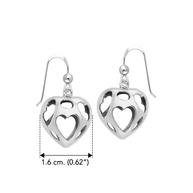 Bold Filigree Heart Silver Earrings TER1220