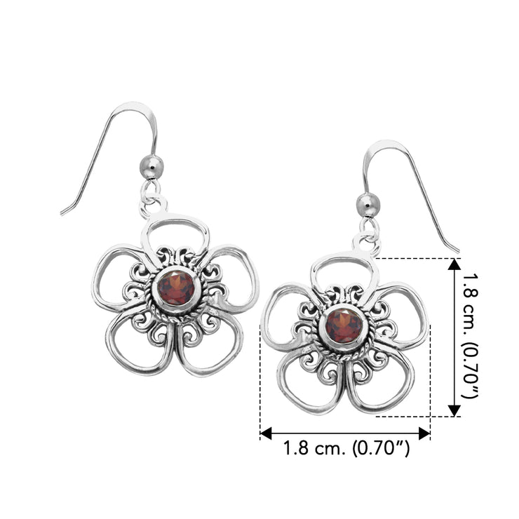 Lovely Bloom Sterling Silver Jewelry Hook Earrings with Gemstone TER1235