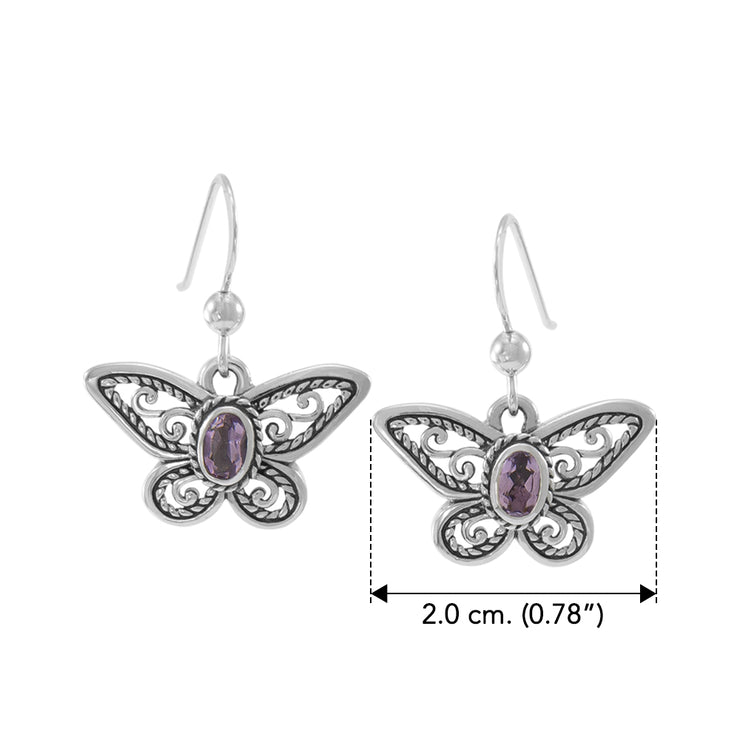 Delighted of the butterfly's beauty ~ Sterling Silver Jewelry Earrings with Gemstone TER1237