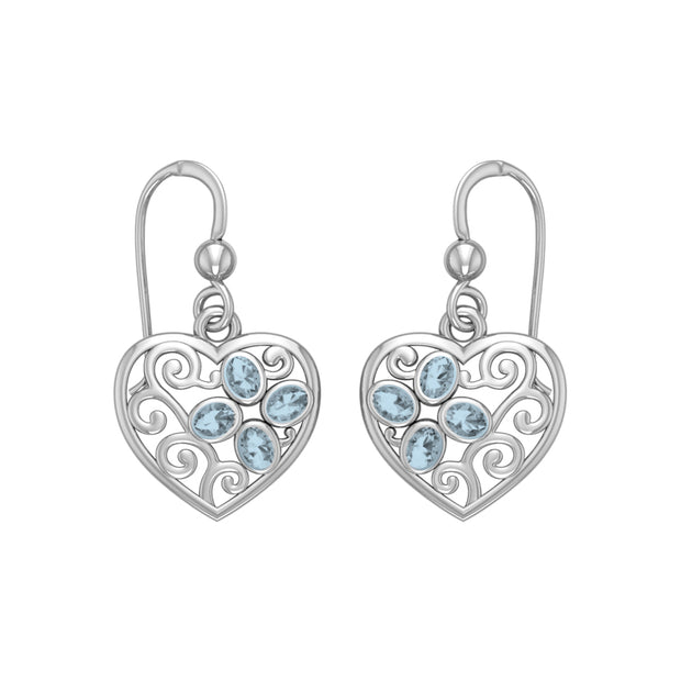Flower in Heart Shape Silver Earrings TER1238