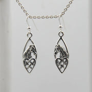 Celtic Heart Horse Sterling Silver Hook Earrings TER124