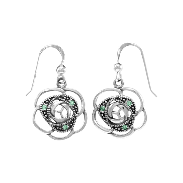 Blooming Rose Silver Earrings with Gems TER1265
