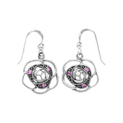 Blooming Rose Silver Earrings with Gems TER1265