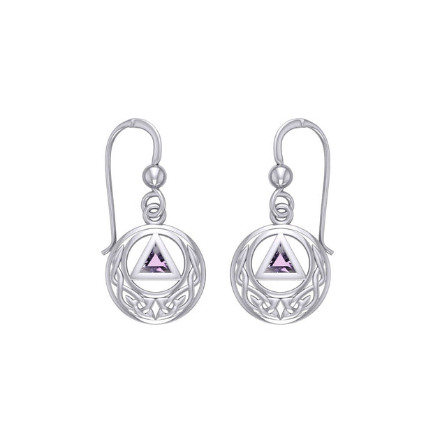 Recovery Symbol with Celtic Design Sterling Silver Earrings TER2247