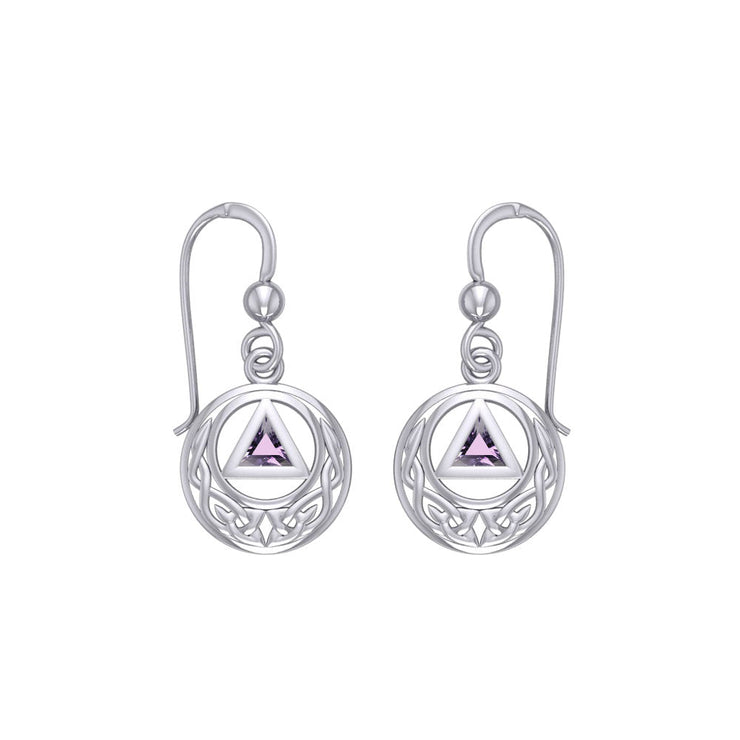Recovery Symbol with Celtic Design Sterling Silver Earrings TER2247