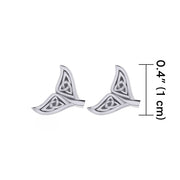 Celtic Whale Tail Silver Post Earrings TER1749
