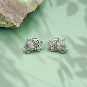 Wolves with Celtic Silver Post Earrings TER1789 - Wholesale Jewelry
