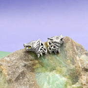 Wolves with Celtic Silver Post Earrings TER1789 - Wholesale Jewelry