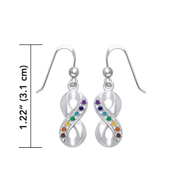 Infinity Silver Earrings with Chakra Gemstone TER1790-Mix Gemstone