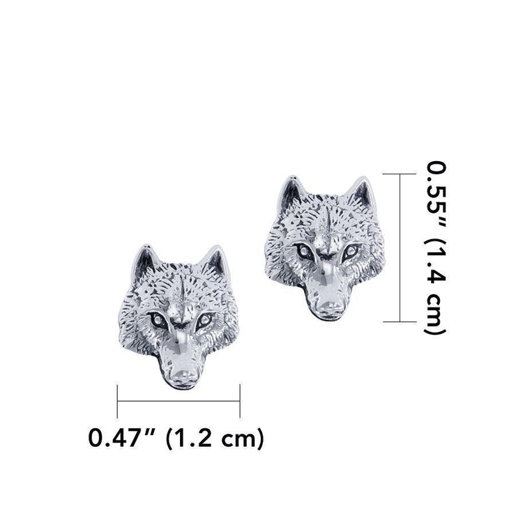 Wolf Head Sterling Silver Post Earrings TER1796