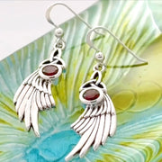 Celtic Trinity Knot Angel Wing Silver Earrings with Round Gemstone TER1926