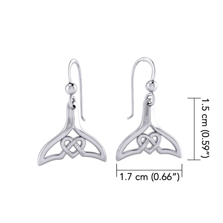Whale Tail and Celtic Heart Silver Earrings TER2163