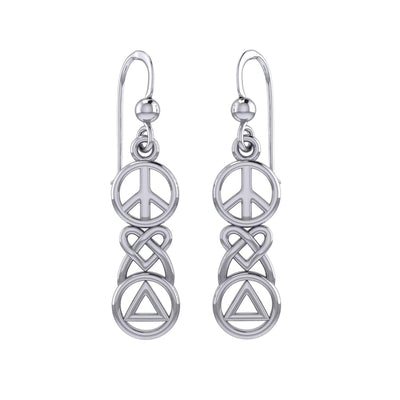 Peace, Celtic Heart and Recovery Silver Earrings TER2170