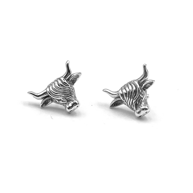 The Highland Cow Silver Post Earrings TER2175 - Wholesale Jewelry