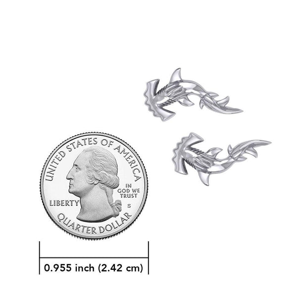 Hammerhead Shark Silver Post Earrings by Peter Stone TER2185 - Wholesale Jewelry