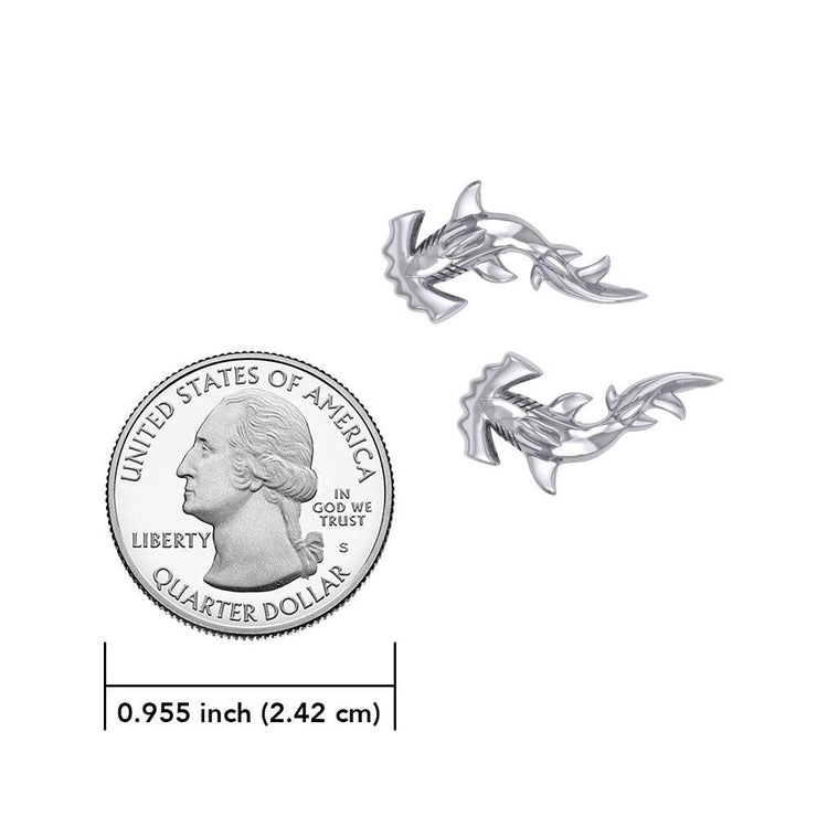 Hammerhead Shark Silver Post Earrings by Peter Stone TER2185 - Wholesale Jewelry