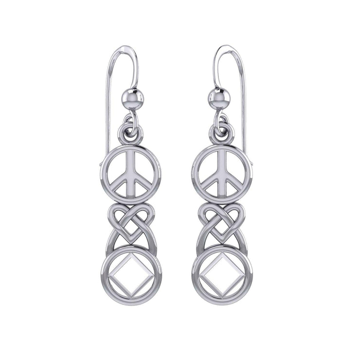 Peace, Celtic Heart and NA Recovery Silver Earrings TER2196 - Wholesale Jewelry
