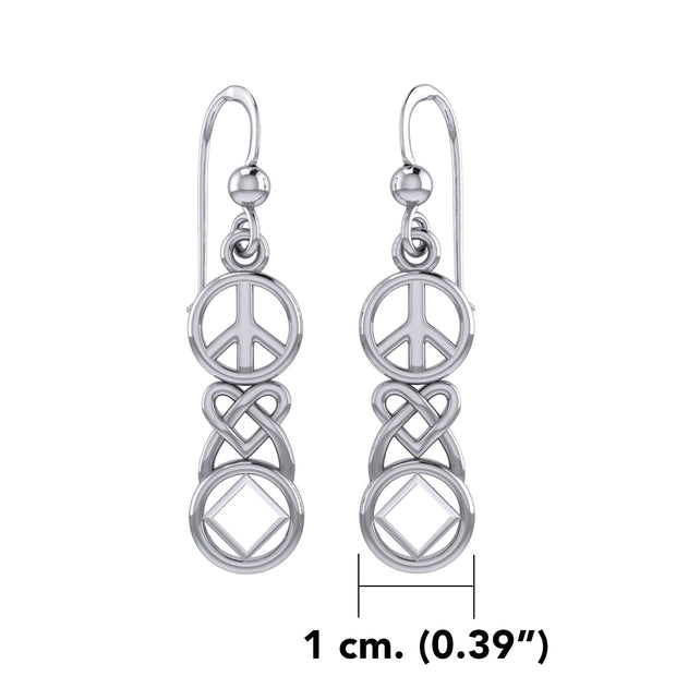 Peace, Celtic Heart and NA Recovery Silver Earrings TER2196