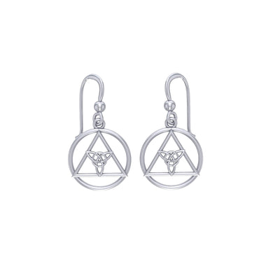 AA Recovery Symbol with Triquetra Sterling Silver  Earrings TER2222