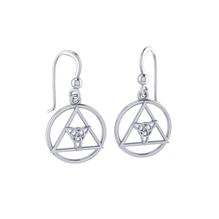 AA Recovery Symbol with Triquetra Sterling Silver  Earrings TER2222