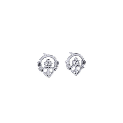 Claddagh with Peace Sterling Silver Earrings TER2225