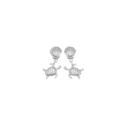 DiveSilver Dangling Sea Turtle Sterling Silver Post Earrings TER2238