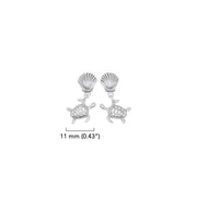 DiveSilver Dangling Sea Turtle Sterling Silver Post Earrings TER2238