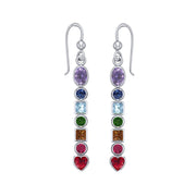 Silver Chakra Earrings with Gemstones TER414