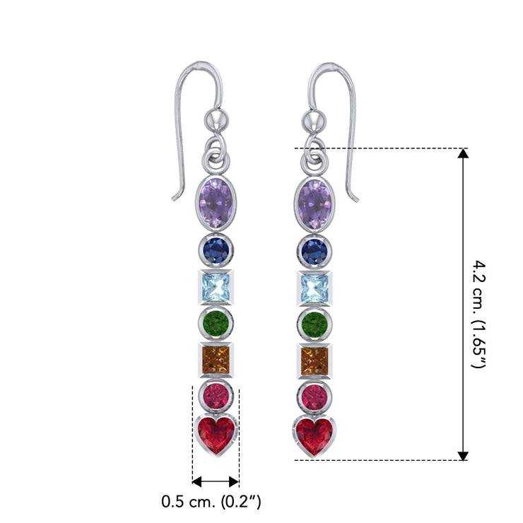 Silver Chakra Earrings with Gemstones TER414