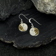 Crescent Moon Silver and Gold Earrings TEV030