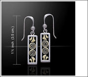 Art Deco Spiral 14K Gold Accent and Sterling Silver Earrings TEV2068