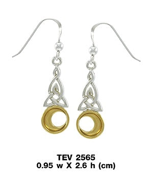 Celtic Knot Moon Sterling Silver with 14K Gold Accent Earrings TEV2565