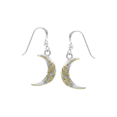 Celtic Moon Spiral Silver and 14K Gold accent Earrings TEV2914