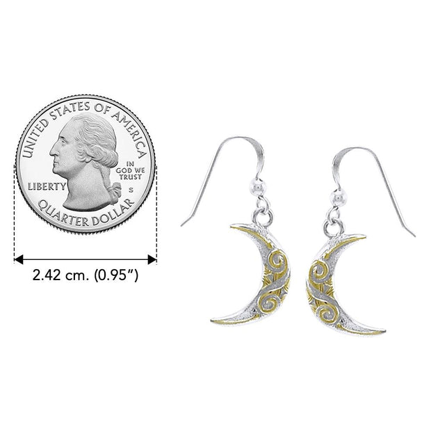 Celtic Moon Spiral Silver and 14K Gold accent Earrings TEV2914
