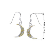 Celtic Moon Spiral Silver and 14K Gold accent Earrings TEV2914 - Wholesale Jewelry