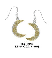 Celtic Moon Spiral Silver and 14K Gold accent Earrings TEV2915 - Wholesale Jewelry