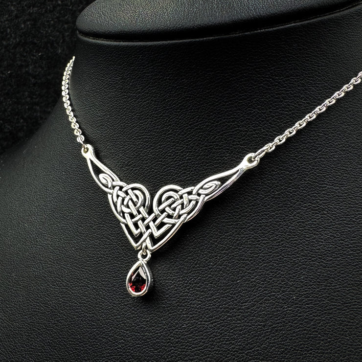 Mesmerized by an interwoven beauty  ~ Celtic Knotwork Sterling Silver Necklace with Gemstones TN066