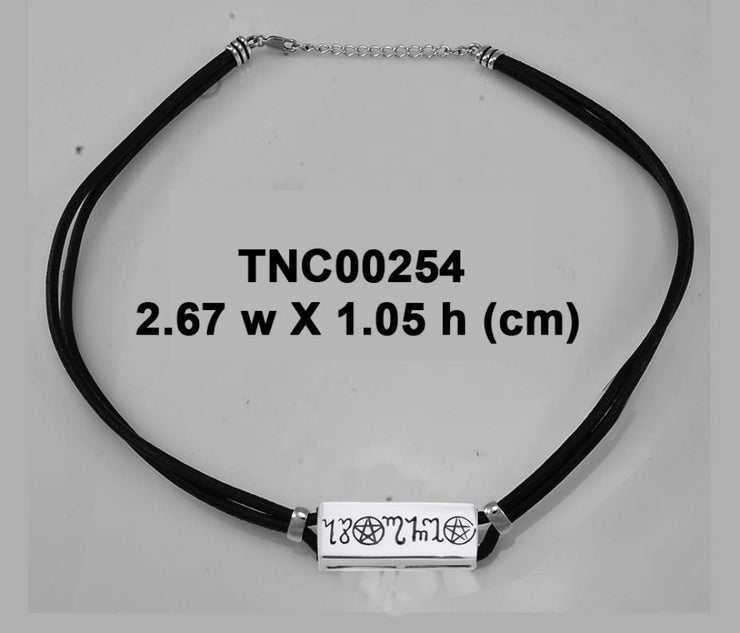 Sterling Silver Theban Handfasting Pentagram Leather Cord Necklace TNC254