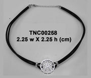 Phases of the Moon Pentacle Silver Necklace with Leather Cord TNC258