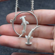 Quadruple Hammerhead Shark Sterling Silver Necklace TNC438P