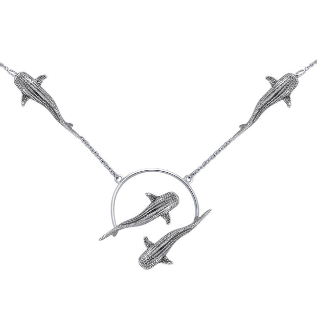 Quadruple Whale Shark Sterling Silver Necklace TNC563 - Wholesale Jewelry