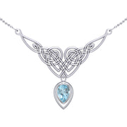 Celtic Knotwork Sterling Silver Necklace with Large Gemstone TNC573