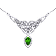 Celtic Knotwork Sterling Silver Necklace with Large Gemstone TNC573