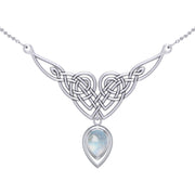 Celtic Knotwork Sterling Silver Necklace with Large Gemstone TNC573