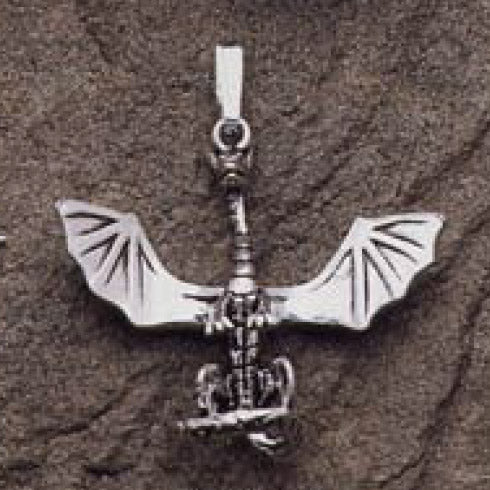 Flying Winged Dragon Sterling Silver Pendant TP1349