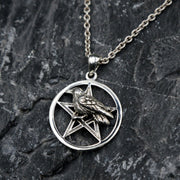 Raven on Pentacle Sterling Silver Pendant TP1530