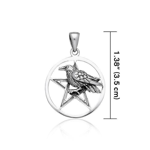 Raven on Pentacle Sterling Silver Pendant TP1530