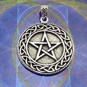 Pentagram Pentacle with Celtic Border Sterling Silver Pendant TP202