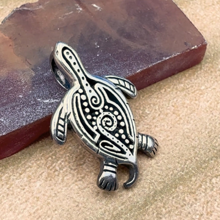 Aboriginal inspired Turtle Sterling Silver Pendant TP2326
